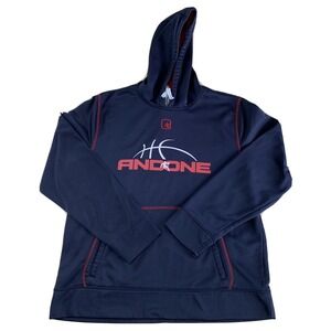 AND ONE AND1 Sz Large Blue Basketball Hoodie Hooded Sweatshirt Jump Man Big Logo